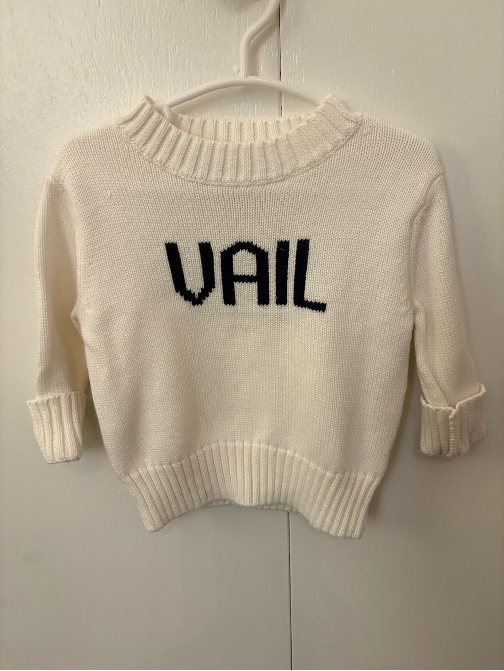 Vail Logo Crewneck Sweater - Cream with Black Lettering